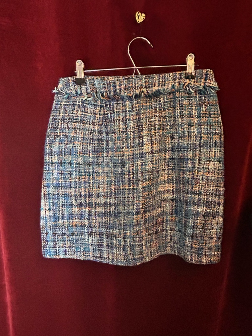 LOFT Blue Multi-Thread Tweed Mini Skirt